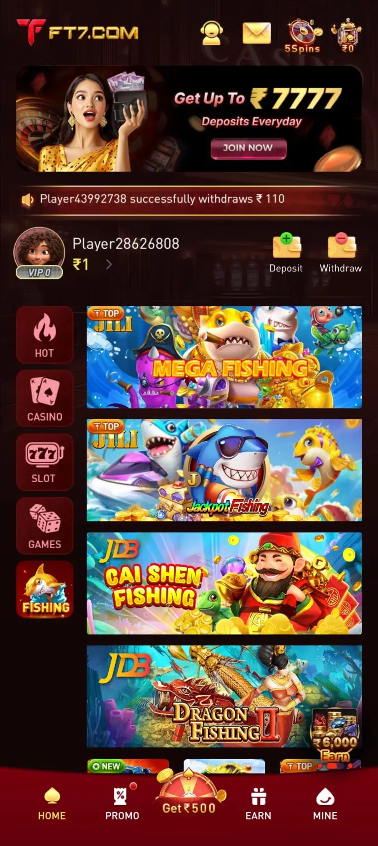 FT7 Game interface