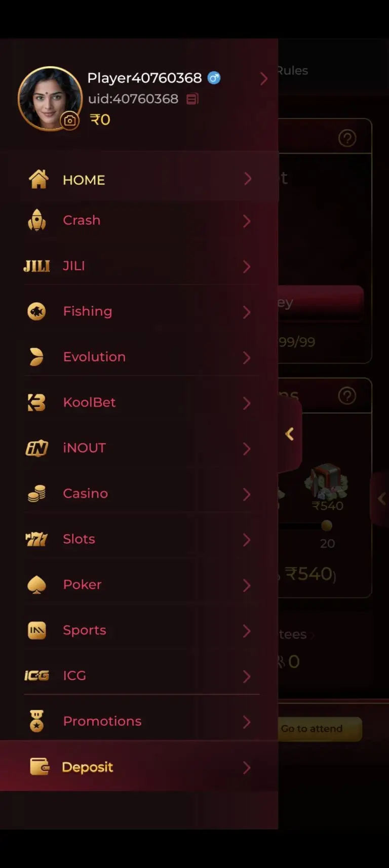 IE777 Game interface